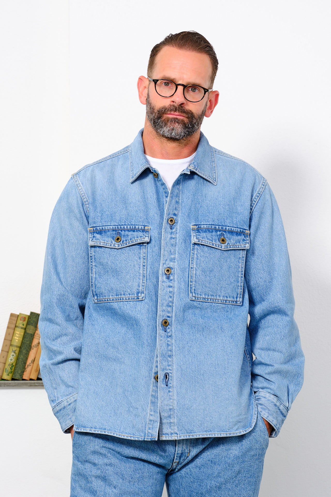 JAPAN BLUE JEANS - Denim CPO Shirt | MID Blitz Boutique X Briefing Room JAPAN BLUE JEANS - Denim CPO Shirt | MID Blitz Boutique X Briefing Room
