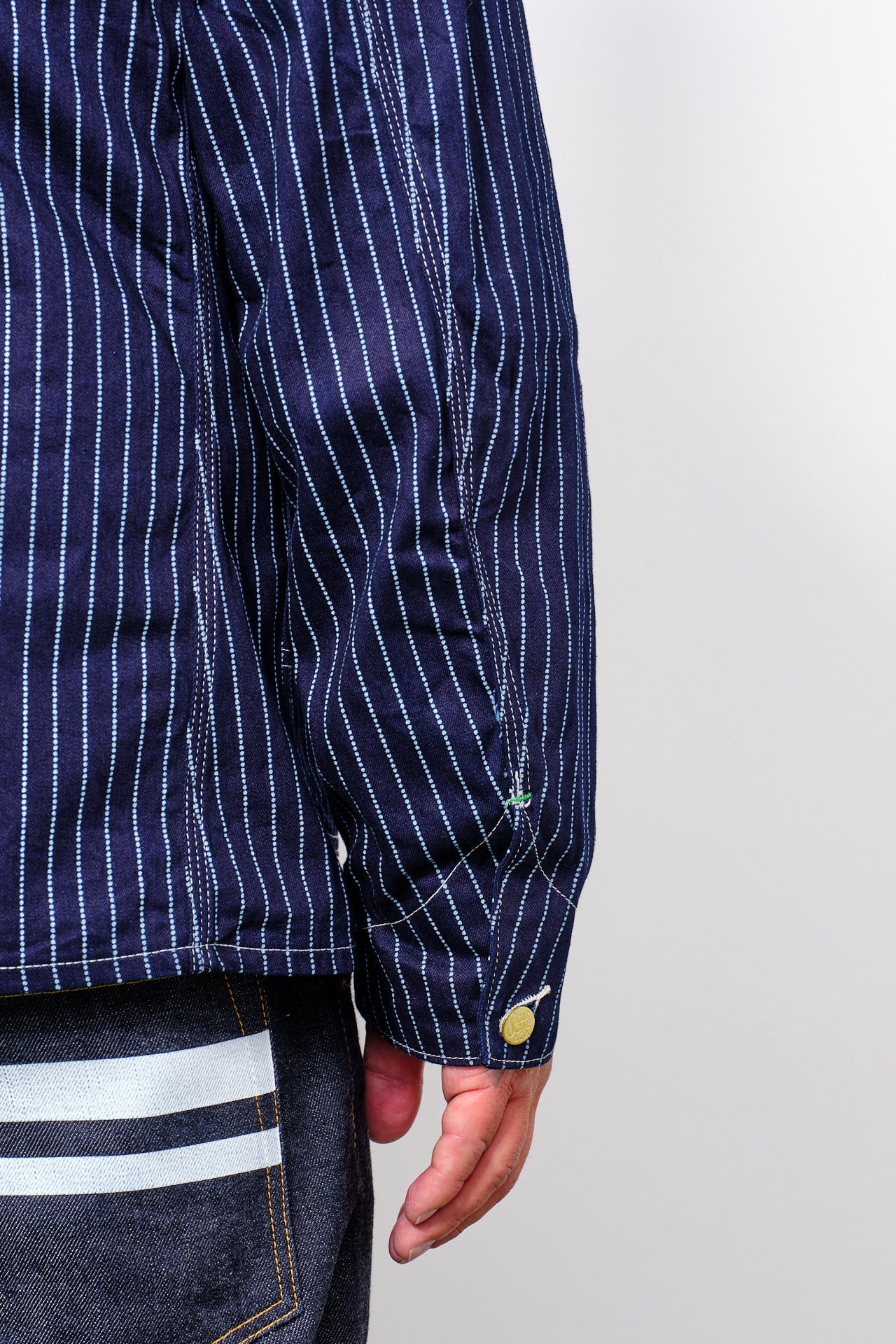 SUGAR CANE - Wabash Stripe Work Coat | navy