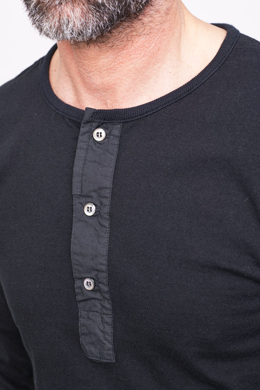 HANSEN - Longsleeve Henley JONAS | black
