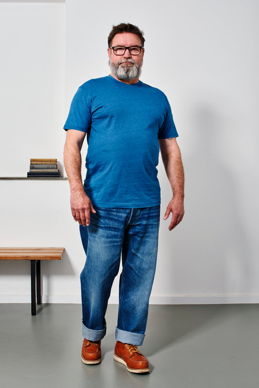 SUNSPEL - T-Shirt RIVIERA CREW NECK | mid indigo wash