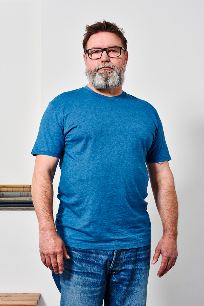 SUNSPEL - T-Shirt RIVIERA CREW NECK | mid indigo wash