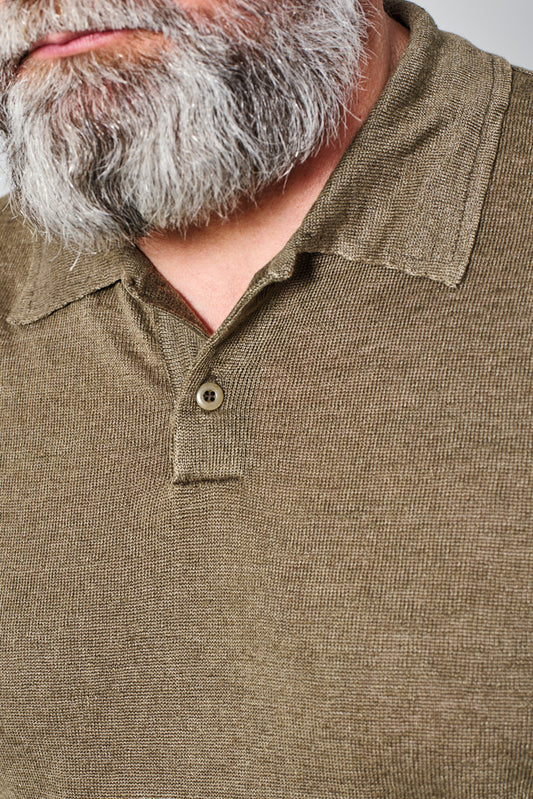 G.R.P. - 2 Buttons Polo PL 10 Linen | military green