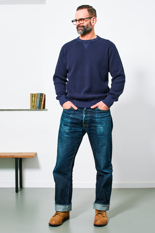 WHITESVILLE - L/S Waffle T-Shirt | navy