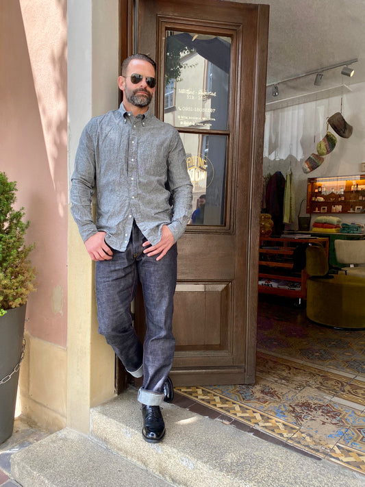 GITMAN - Hemd Charcoal Cotton/Linen | charcoal
