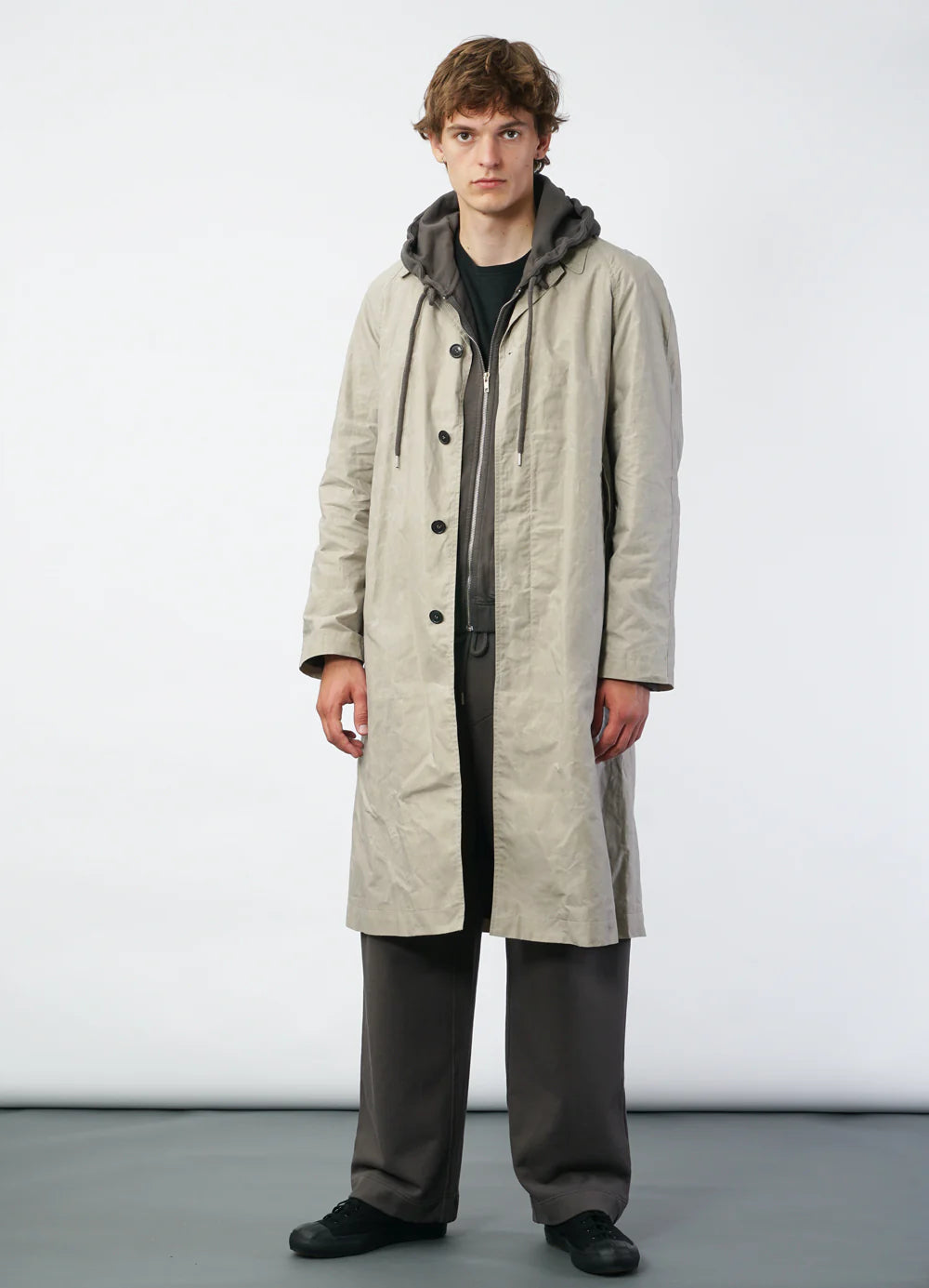HANSEN - Long Coat MORTEN | waxed concrete