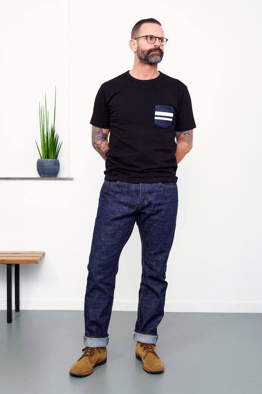 MOMOTARO / T-Shirt GTB DENIM POCKET / black (Style view)