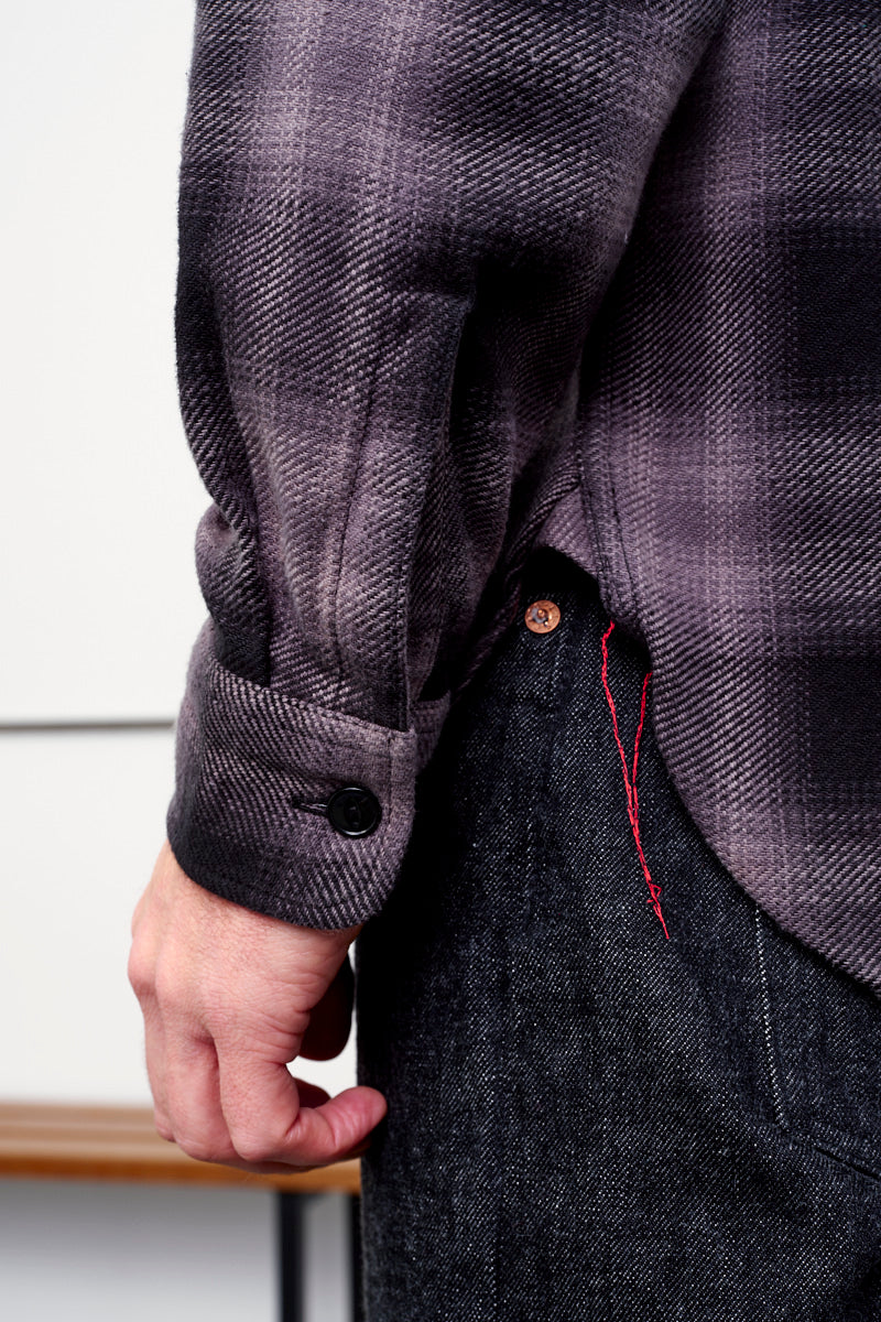 SUGAR CANE / Twill Check Work Shirt / black (Detail Ärmel)
