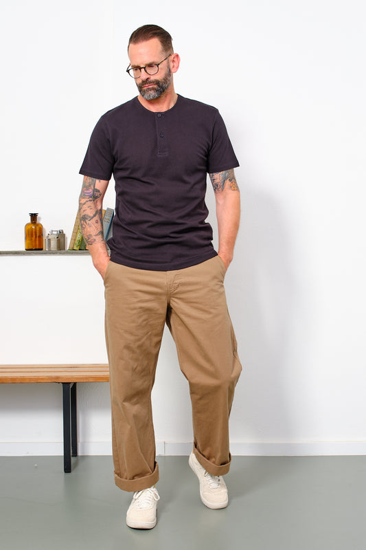 SUNSPEL - Shirt Henley RIVIERA| | black