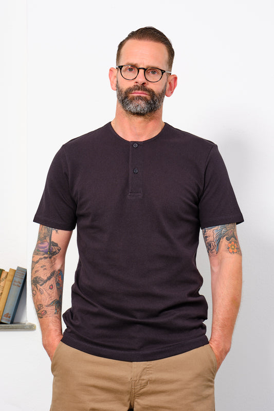 SUNSPEL - Shirt Henley RIVIERA| | black