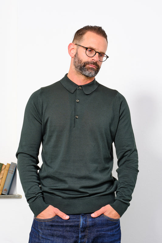 JOHN SMEDLEY - Polo Shirt Longsleeve BRADWELL | rainforest