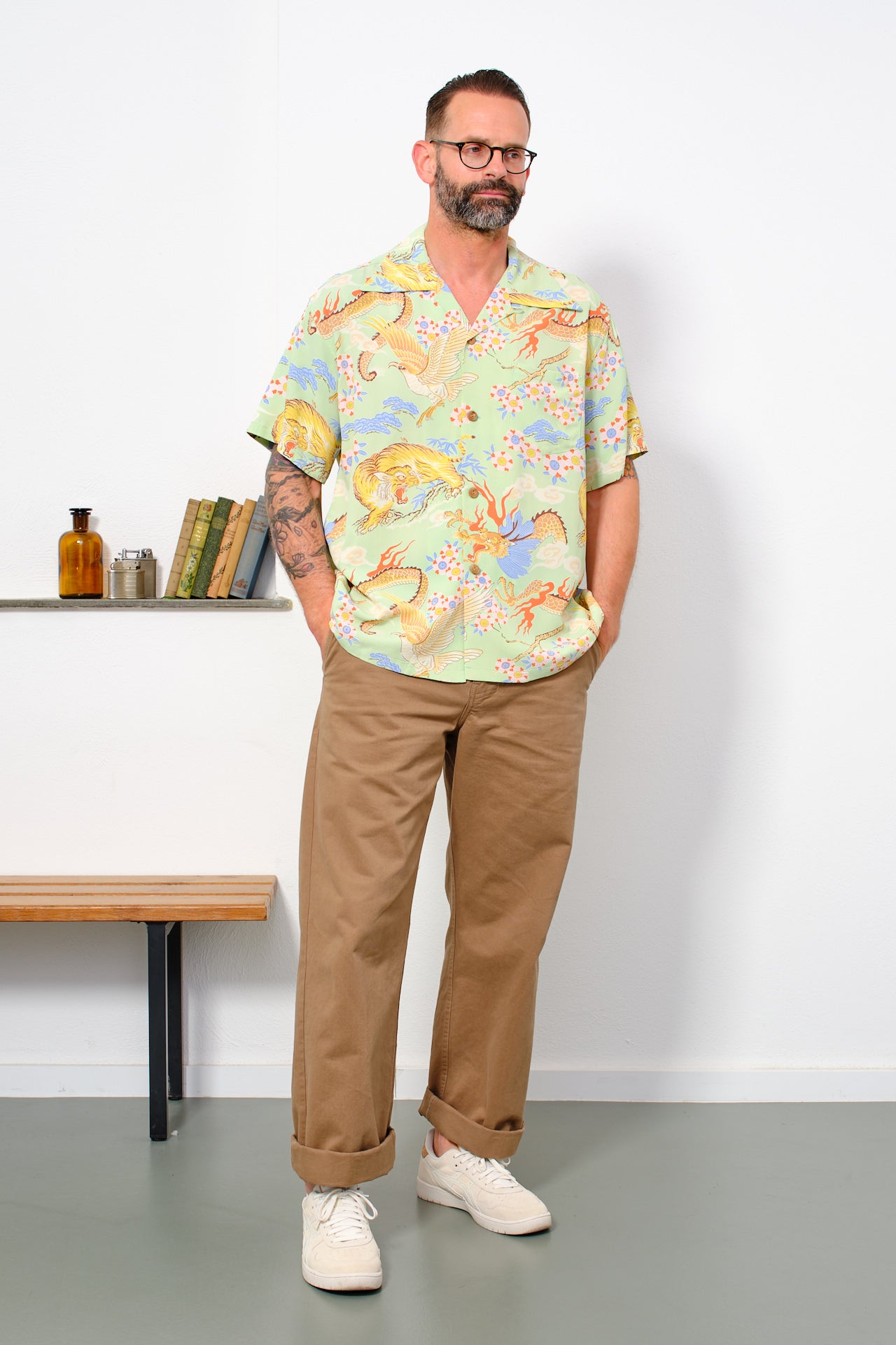 SUN SURF - Aloha Shirt "The Triangular Fight" | green