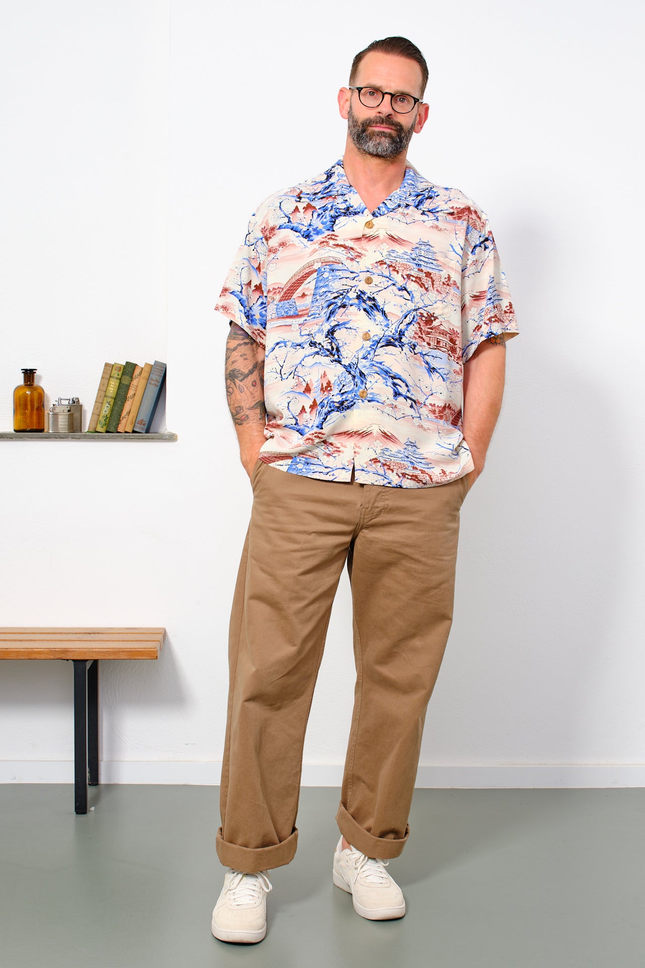 SUN SURF - Aloha Shirt "Scenery of Japan" | brown