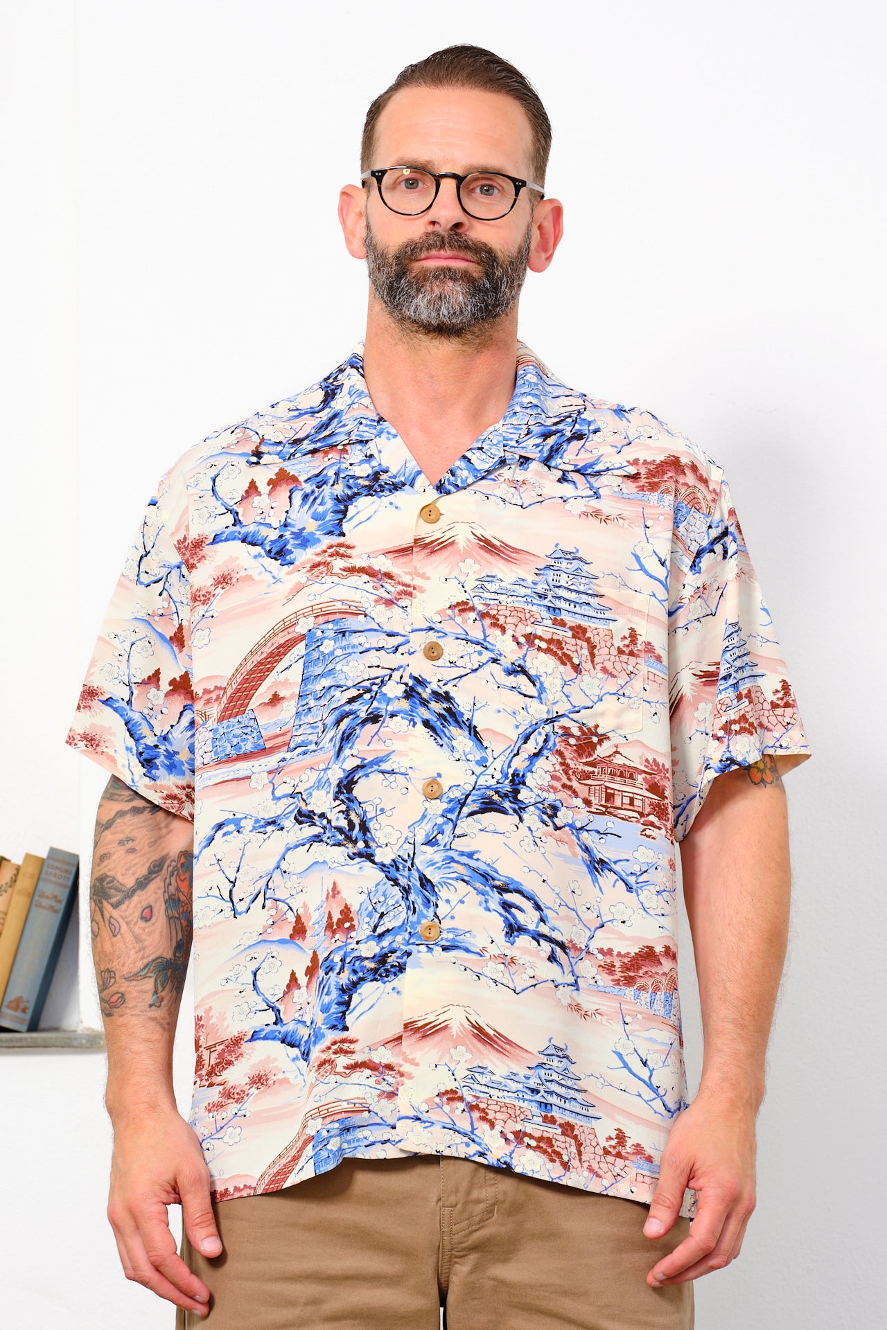 SUN SURF - Aloha Shirt "Scenery of Japan" | brown