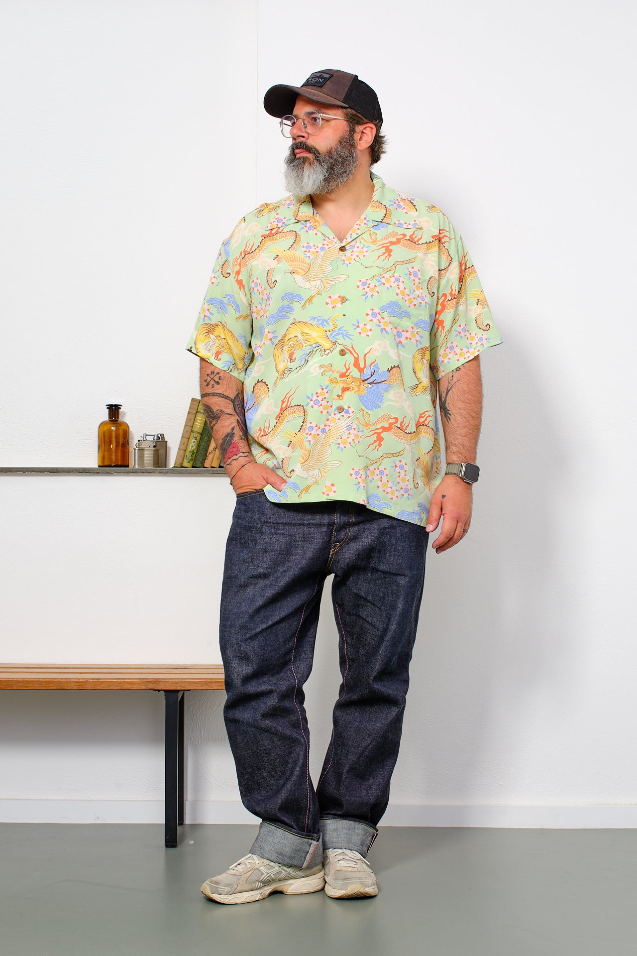 SUN SURF - Aloha Shirt "The Triangular Fight" | green