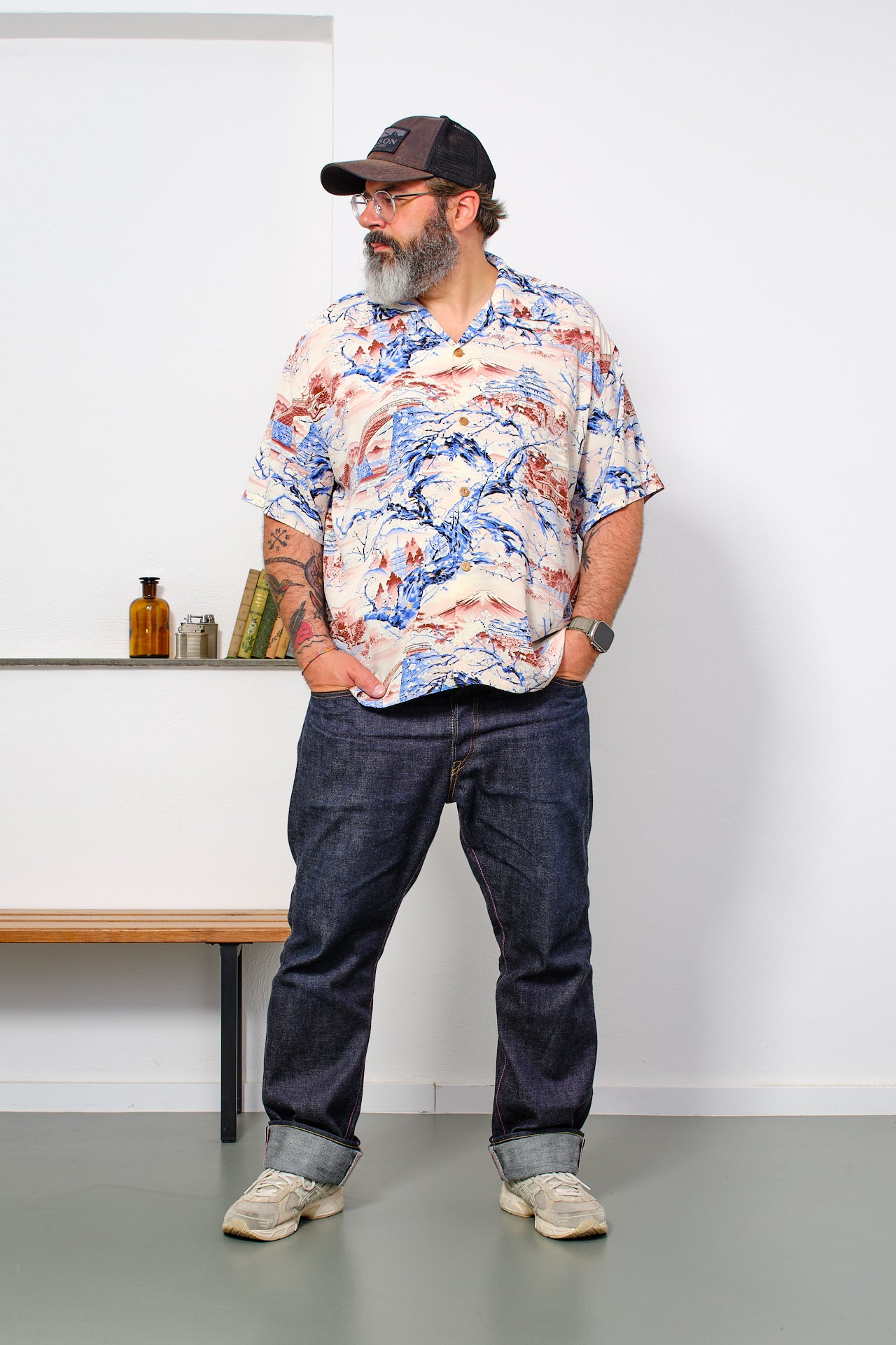 SUN SURF - Aloha Shirt "Scenery of Japan" | brown