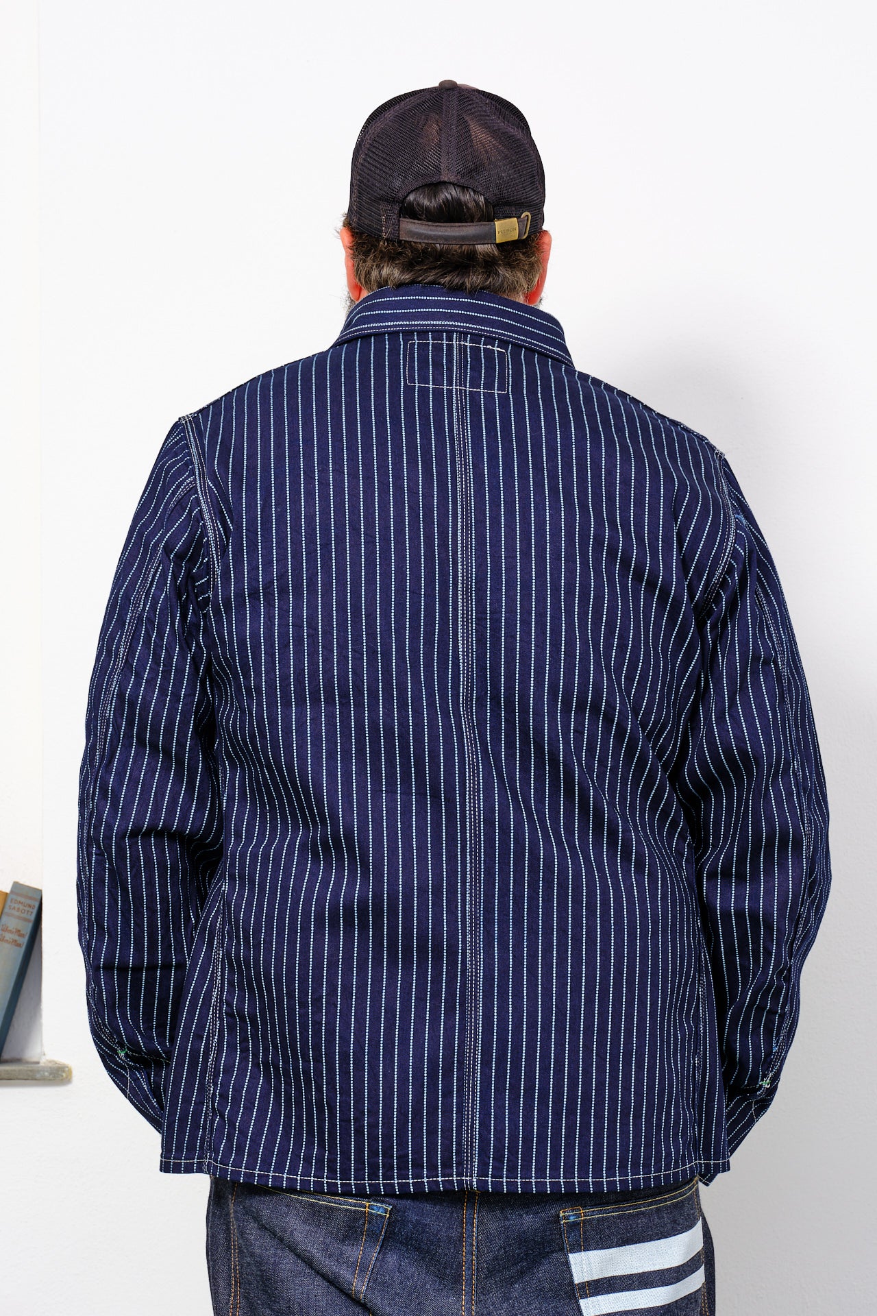 SUGAR CANE - Wabash Stripe Work Coat | navy