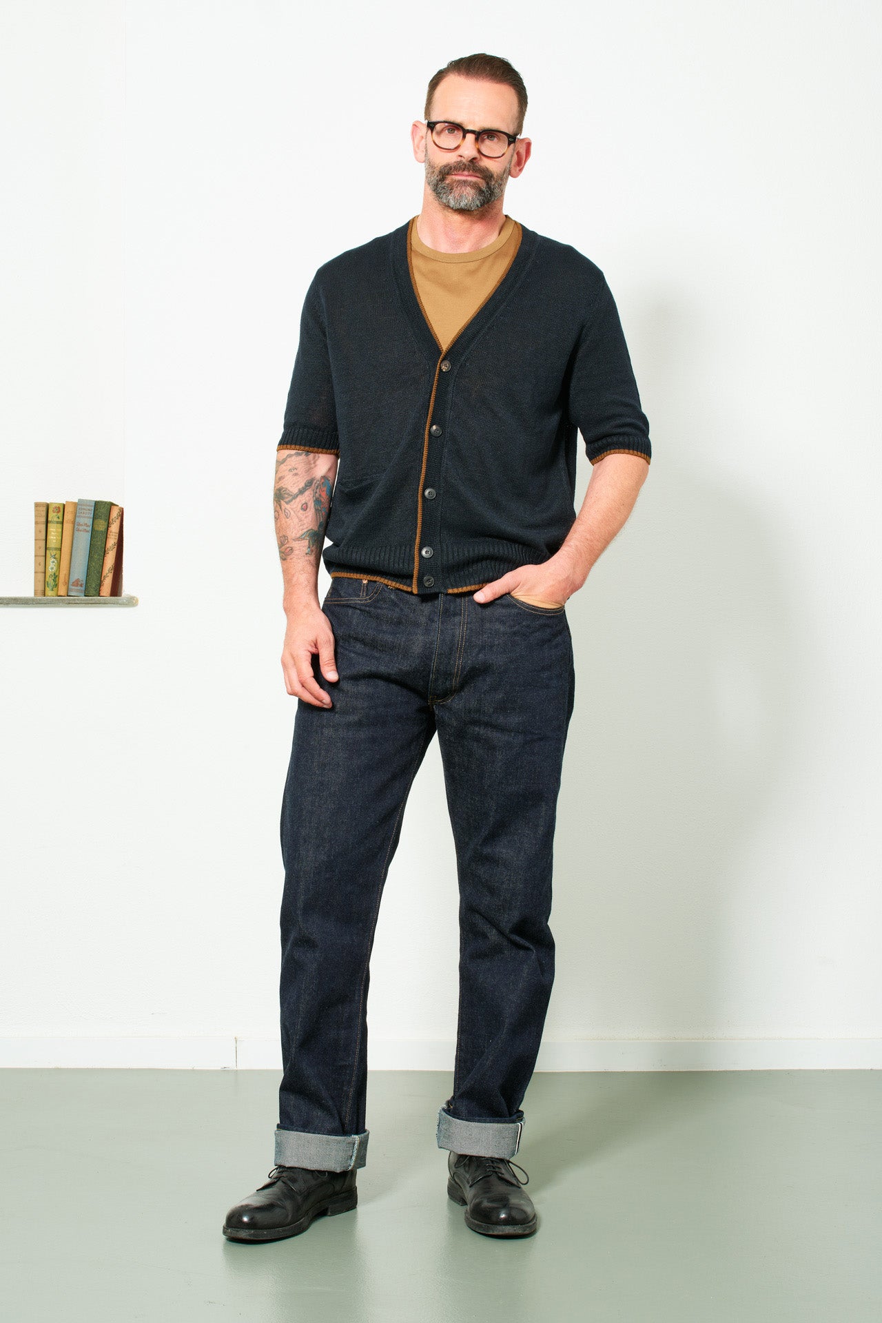 MAX ROHR - Cardigan Short-Sleeve MAX 1 | blue-tobacco