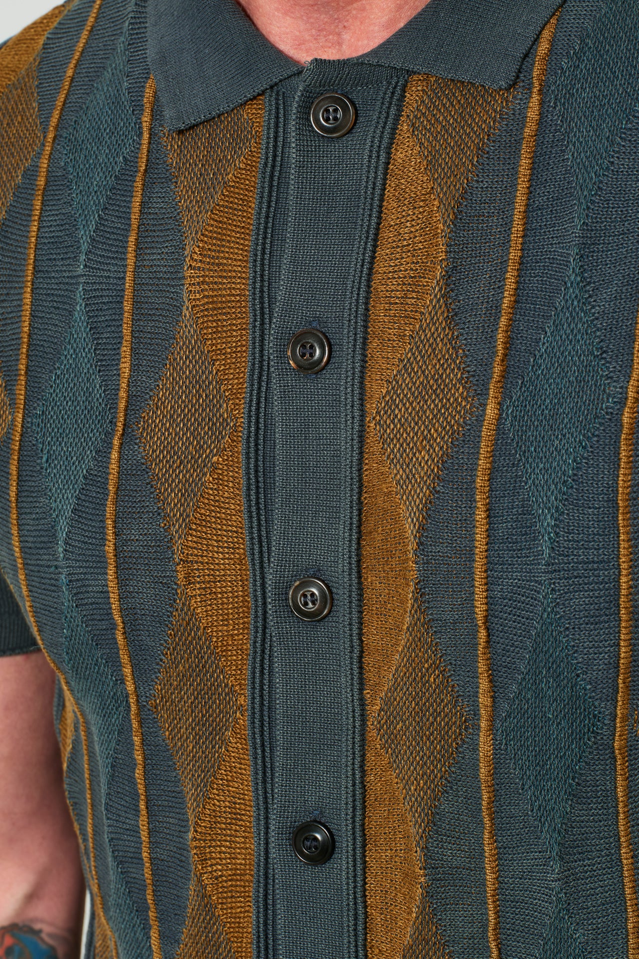 G.R.P. - Polo-Shirt OPEN POLO SHORTSLEEVE | blue-oil-tobacco