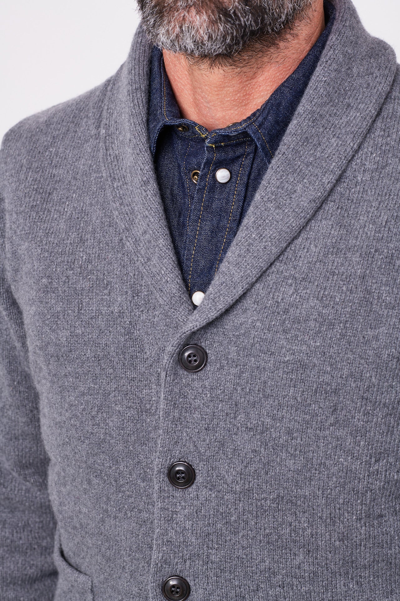 G.R.P. - Shawl Collar Cardigan TEC RA 7 | grey