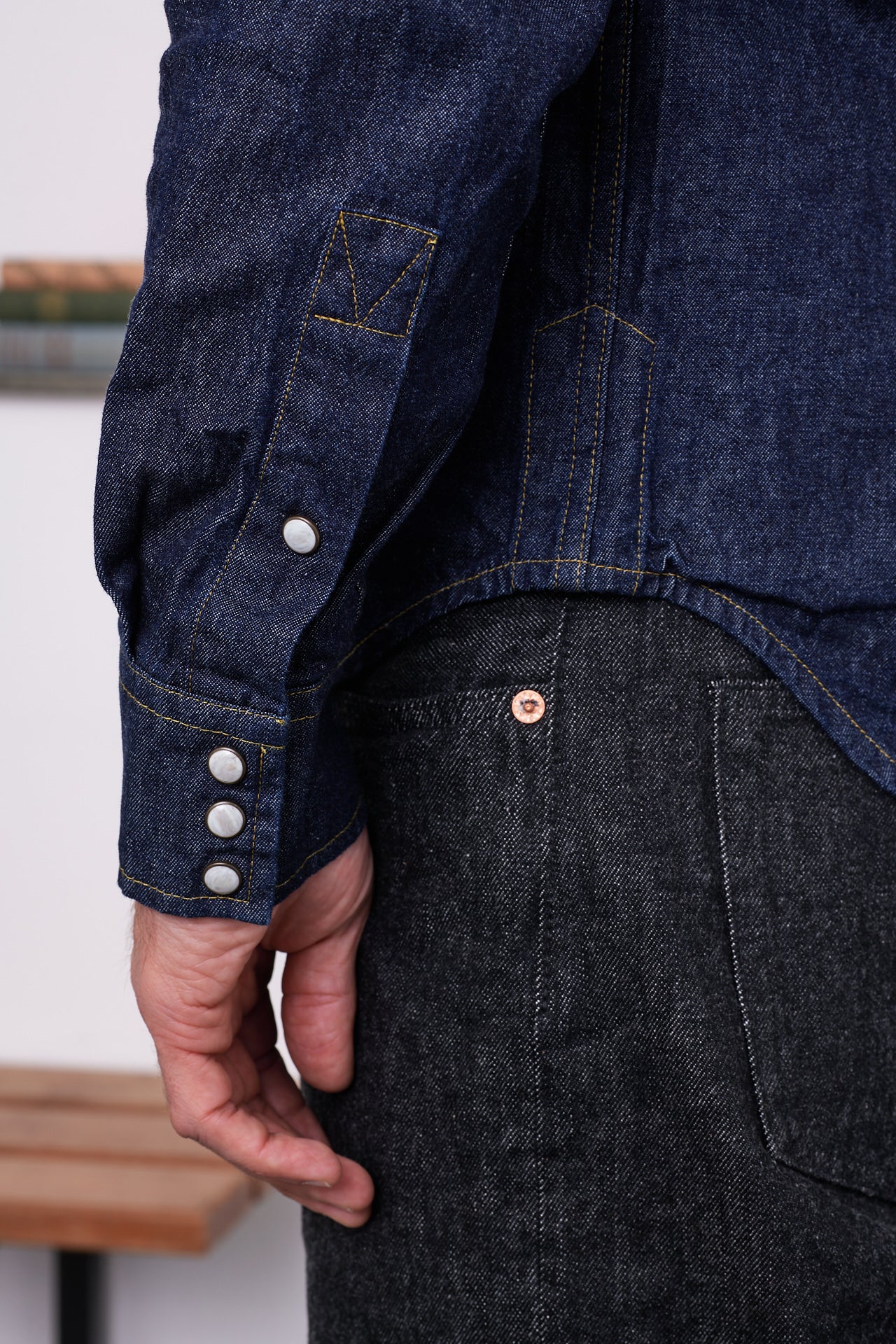 EAT DUST - WESTERN SHIRT Texas Denim  washed | indigo