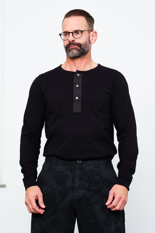 HANSEN - Longsleeve Henley JONAS | black