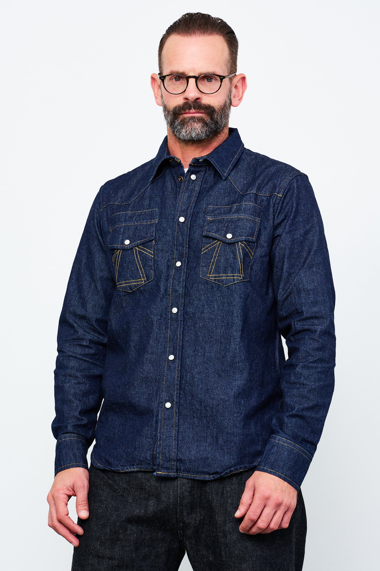 EAT DUST - WESTERN SHIRT Texas Denim  washed | indigo
