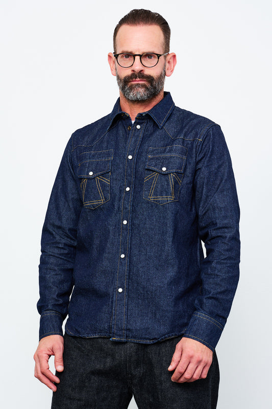 EAT DUST - WESTERN SHIRT Texas Denim  washed | indigo