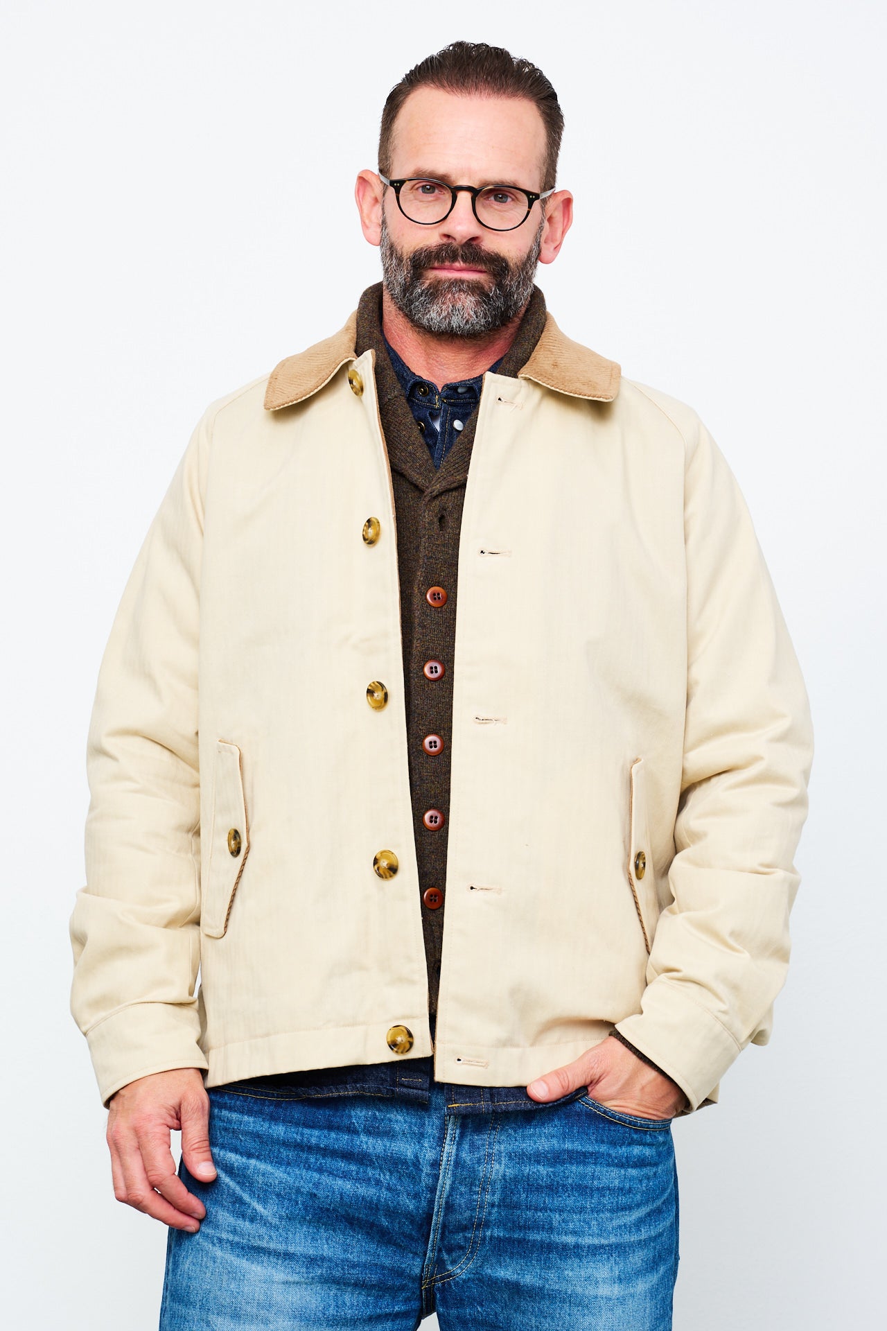 BARACUTA - Jacke DRY WAX JACKET | antique white