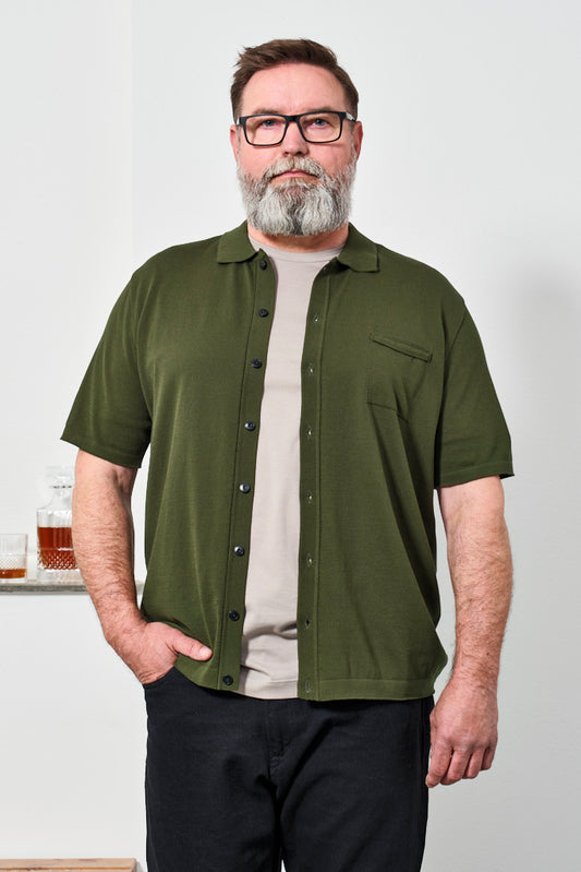 G.R.P. - Polo TEC 1 FULL BUTTON | dark green