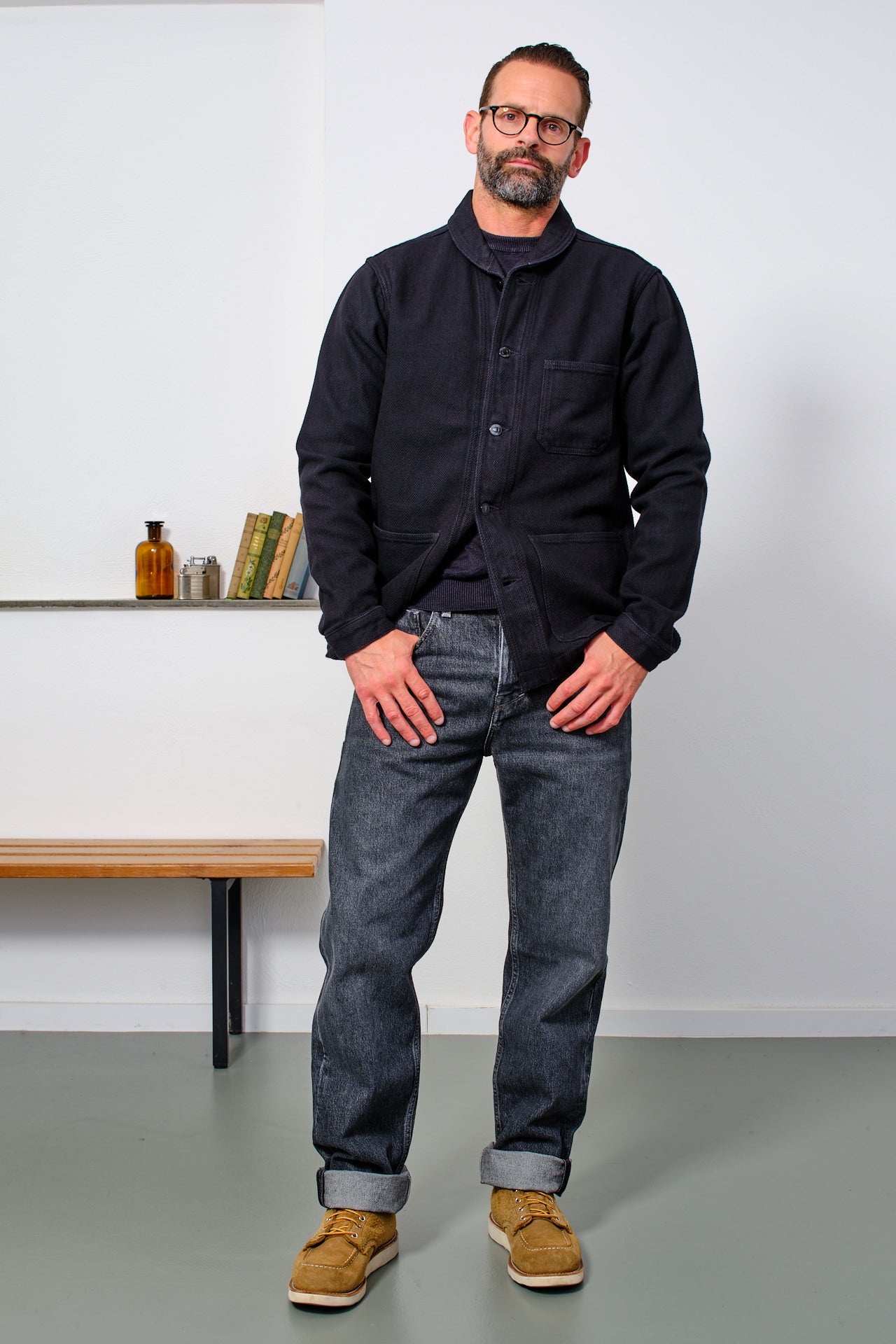 MOMOTARO - Jacket DOBBY COVERALL | BLACK