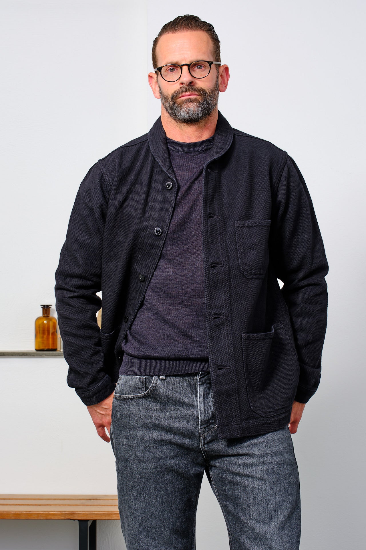 MOMOTARO - Jacket DOBBY COVERALL | BLACK