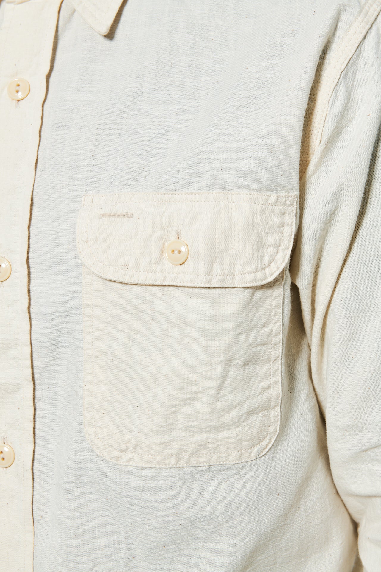 SUGAR CANE - Chambray Work Shirt | white