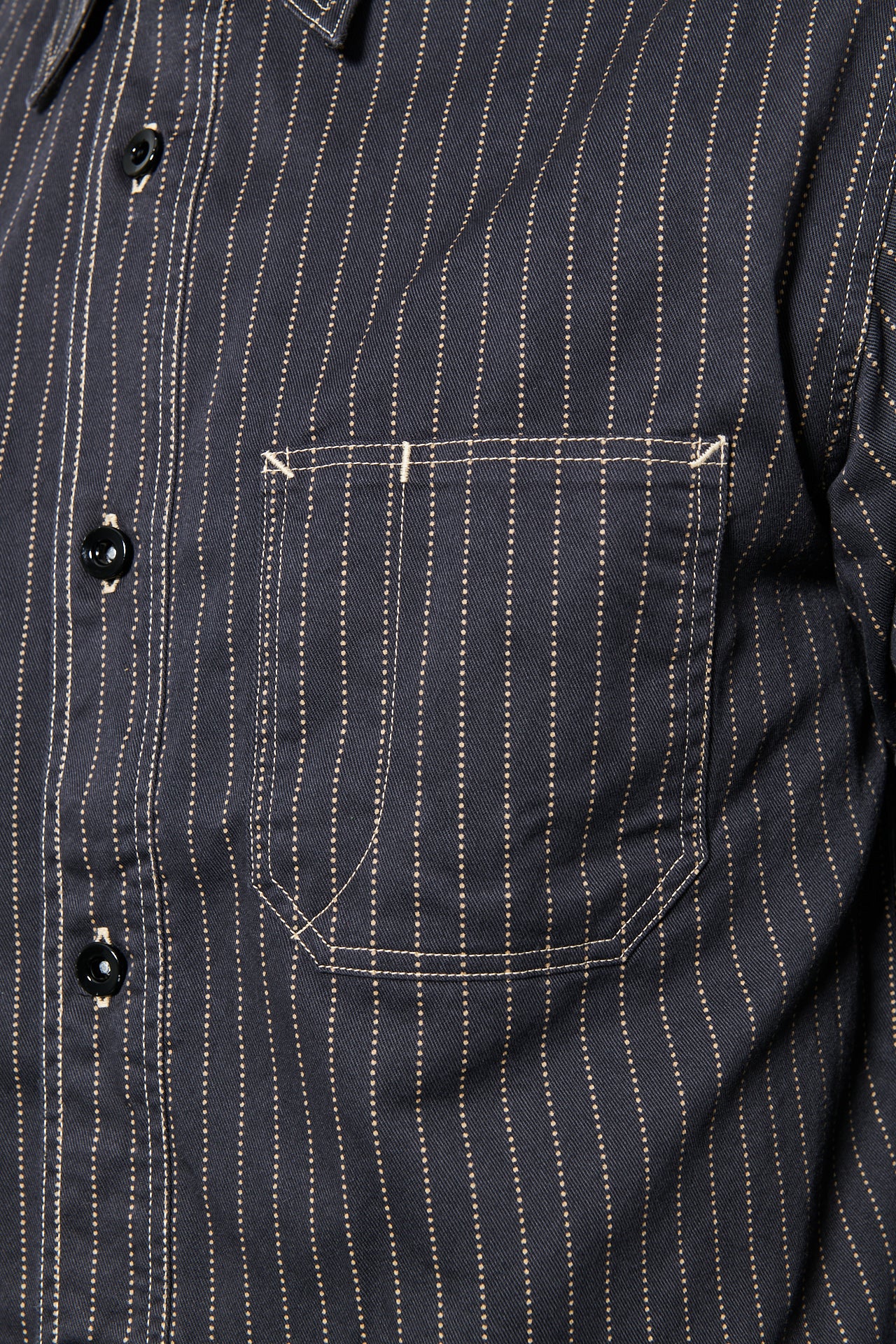 SUGAR CANE - Wabash Stripe Work Shirt | black