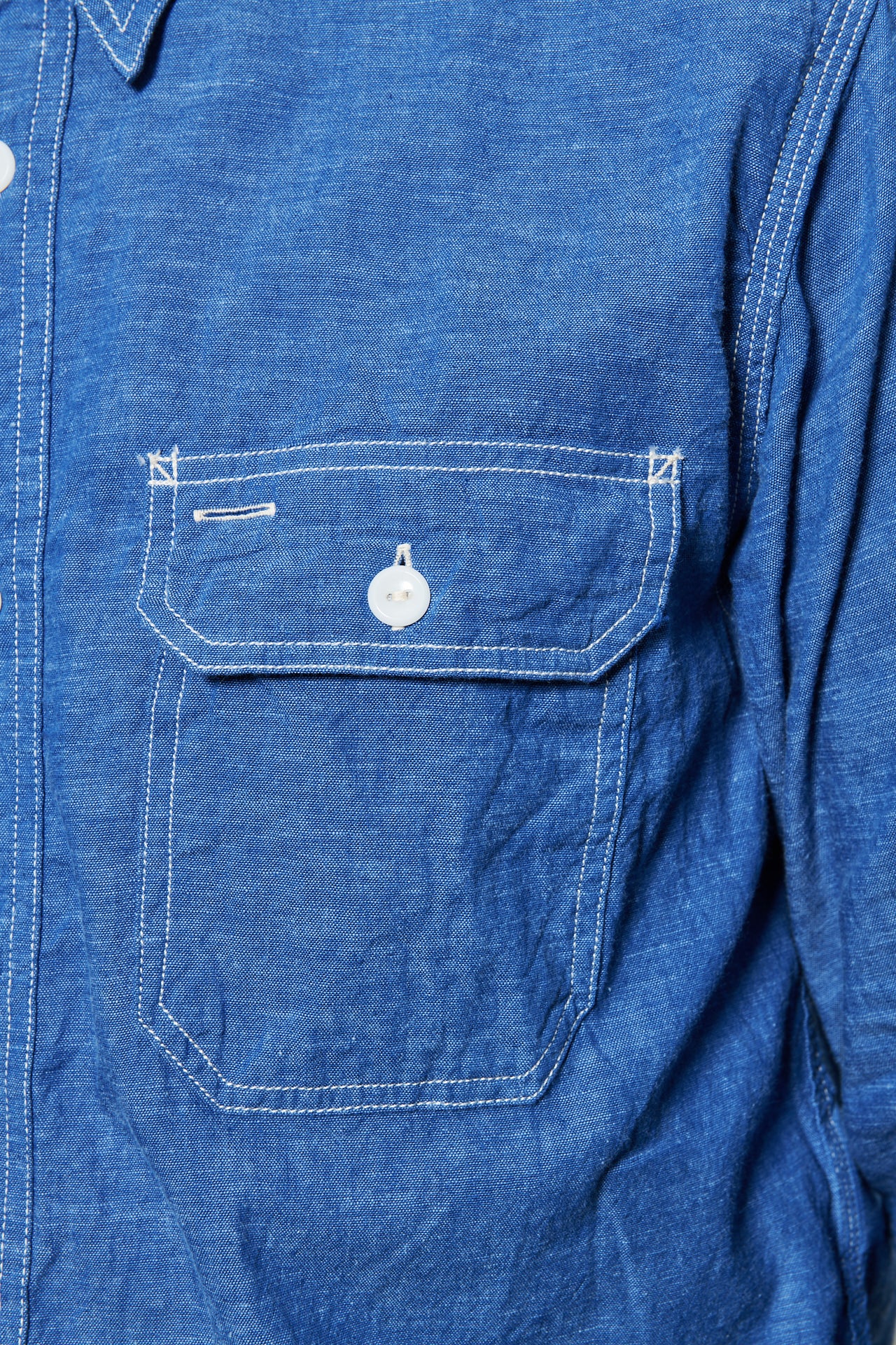 SUGAR CANE - Vat Dye Chambray Work Shirt | blue