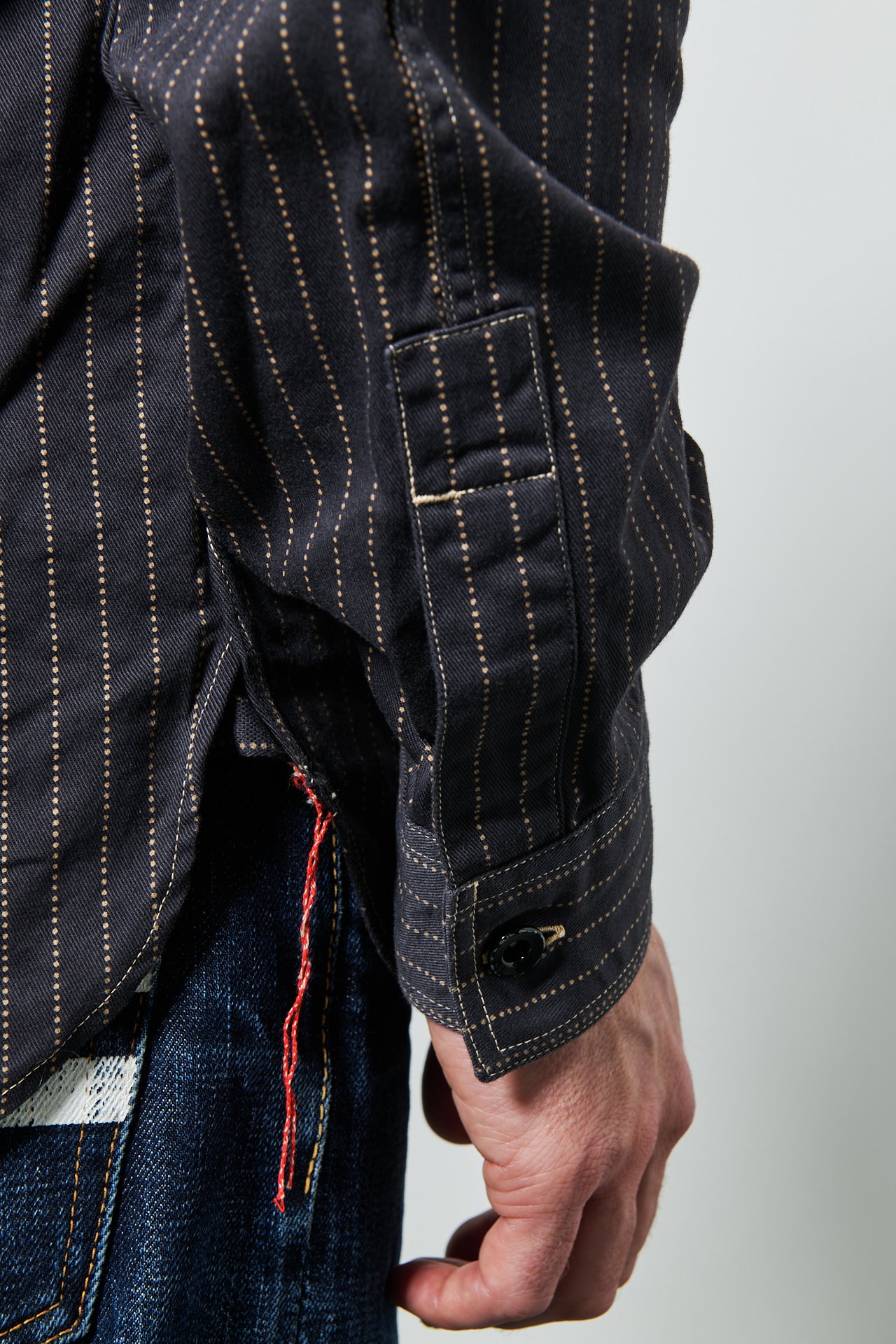SUGAR CANE - Wabash Stripe Work Shirt | black