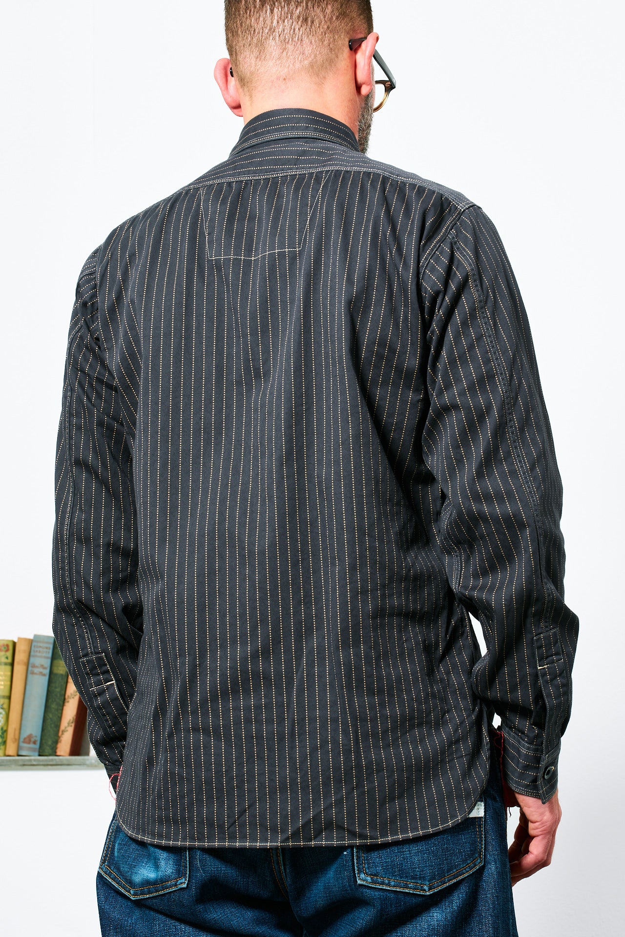 SUGAR CANE - Wabash Stripe Work Shirt | black