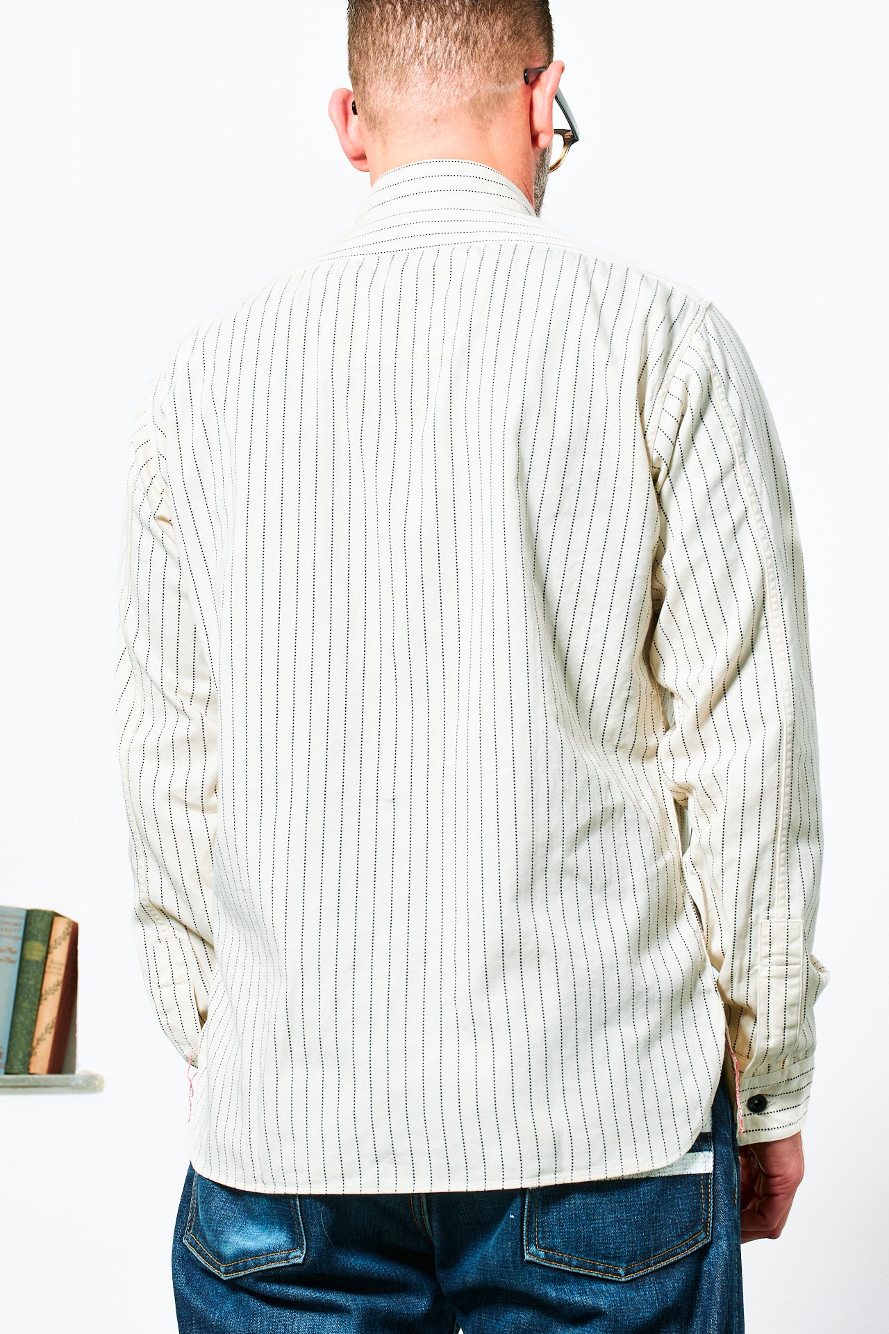 SUGAR CANE - Wabash Stripe Work Shirt | white
