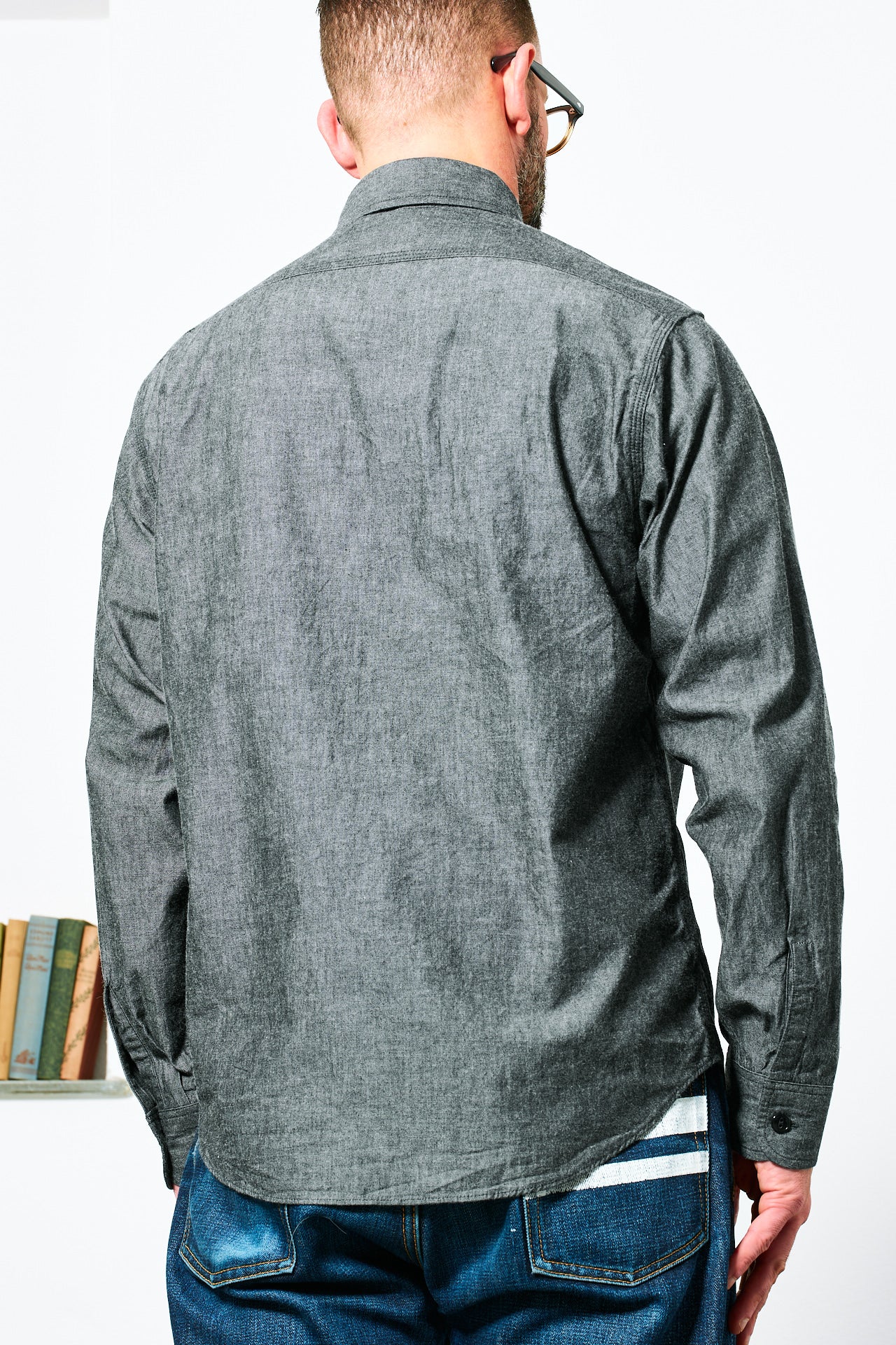 SUGAR CANE - Chambray Work Shirt | black
