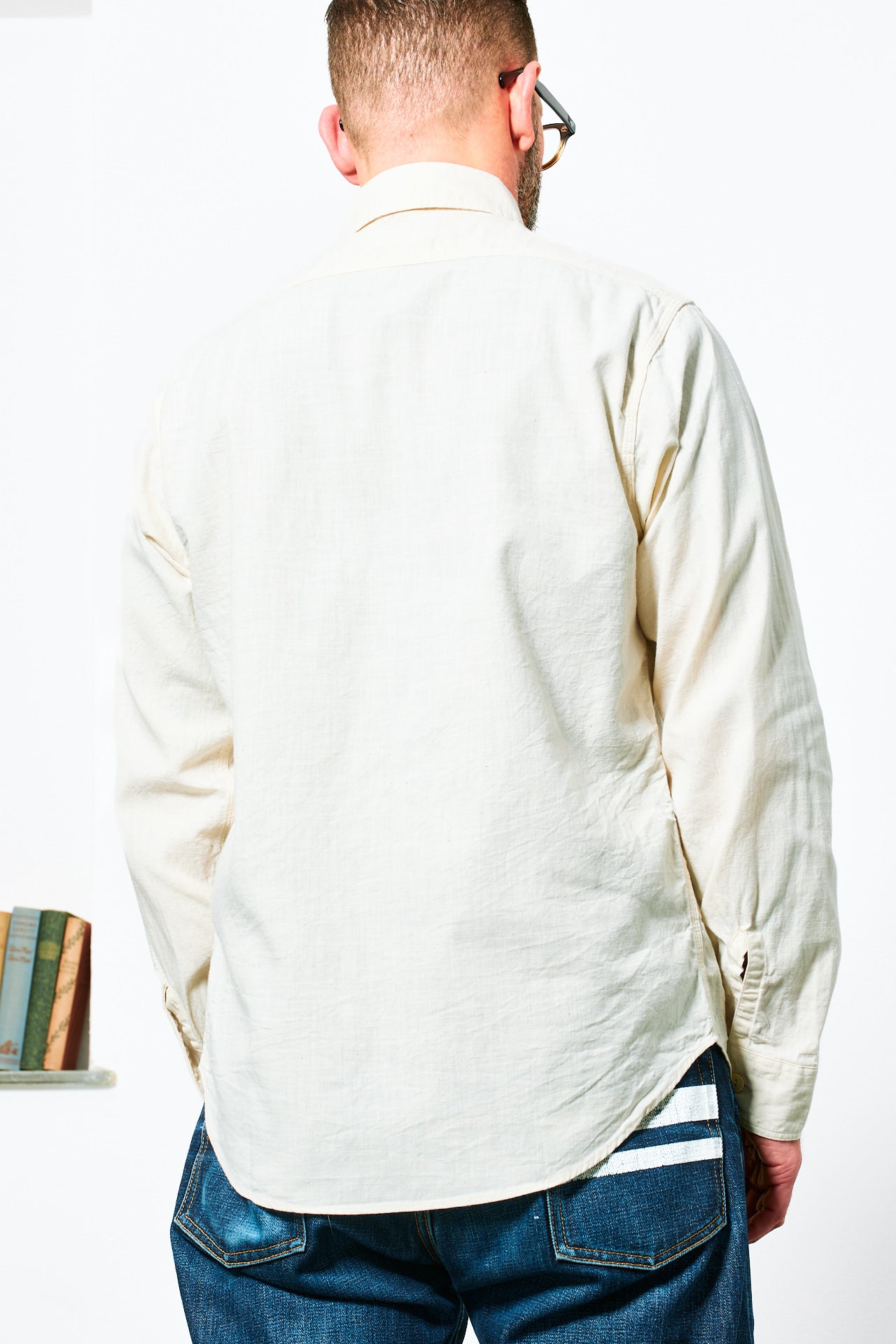 SUGAR CANE - Chambray Work Shirt | white