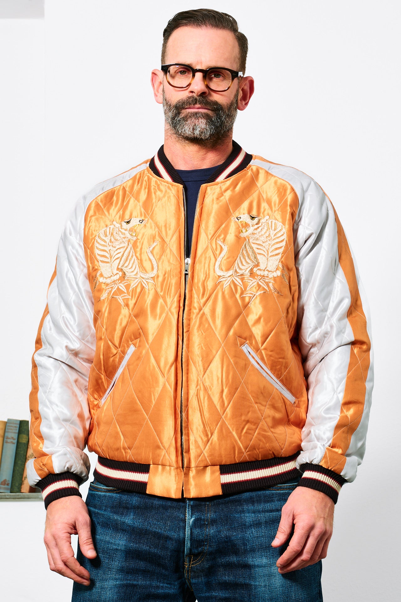 TAILOR TOYO - Souvenir Jacket WHITE TIGER | orange