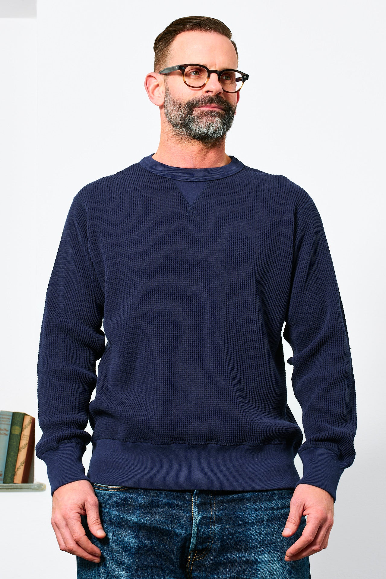 WHITESVILLE - L/S Waffle T-Shirt | navy