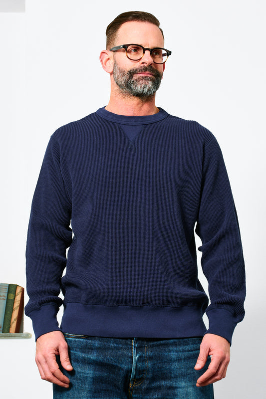 WHITESVILLE - L/S Waffle T-Shirt | navy