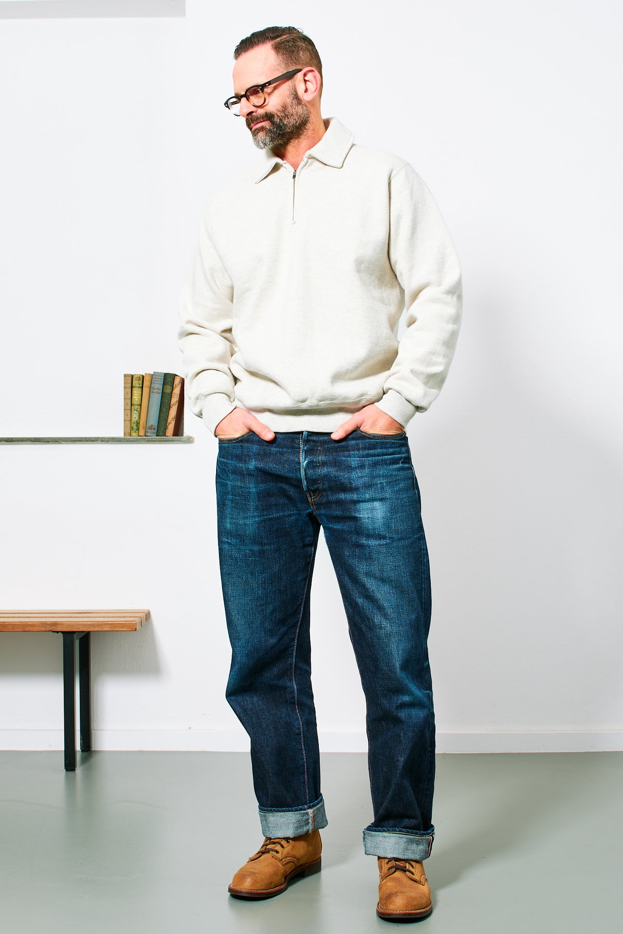 WHITESVILLE - Half Zip Sweatshirt | oatmeal