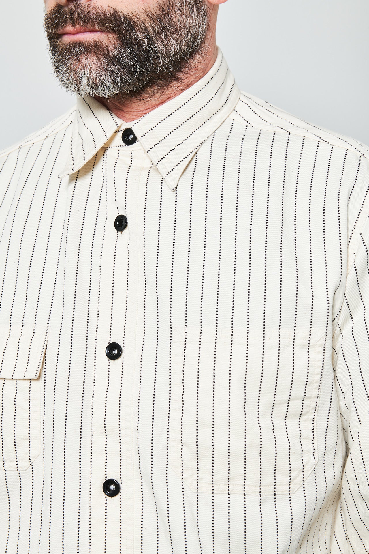 SUGAR CANE - Wabash Stripe Work Shirt | white