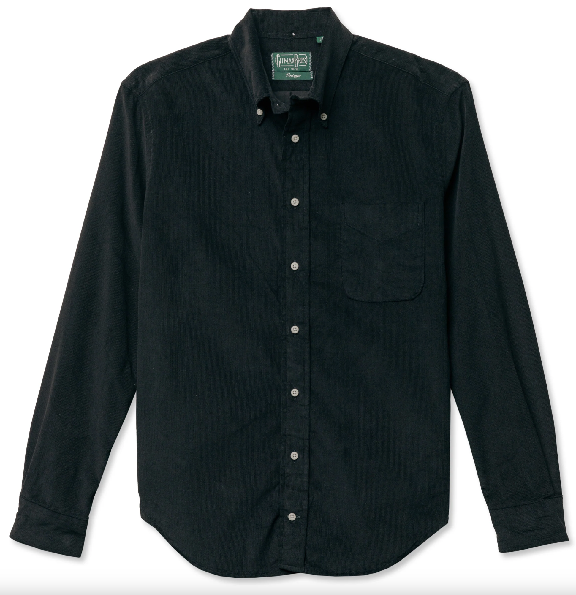 GITMAN Hemd CORDUROY / black