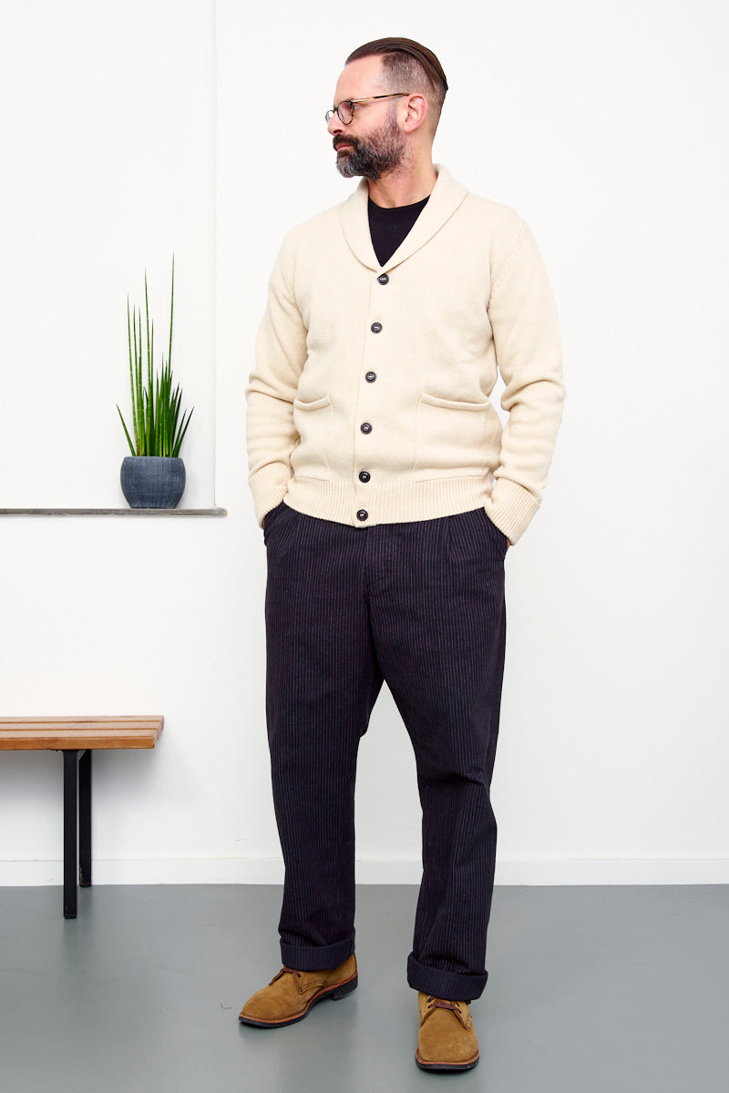 G-R-P Shawl Collar Cardigan / Rope Natural (Style view)