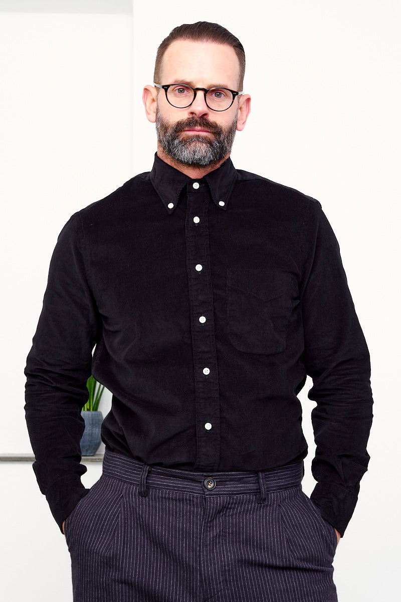 GITMAN Hemd CORDUROY / black (vorne)