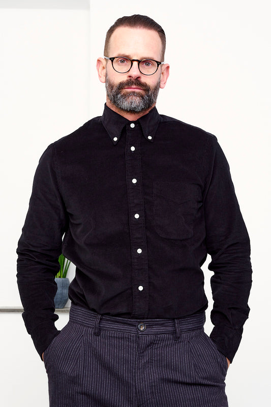 GITMAN Hemd CORDUROY / black (vorne)
