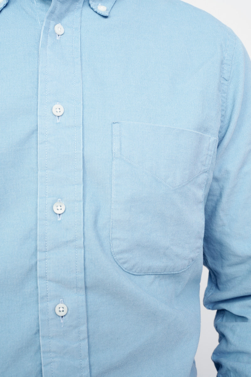 GITMAN Hemd CORDUROY / Light Blue (Detail Brusttasche)