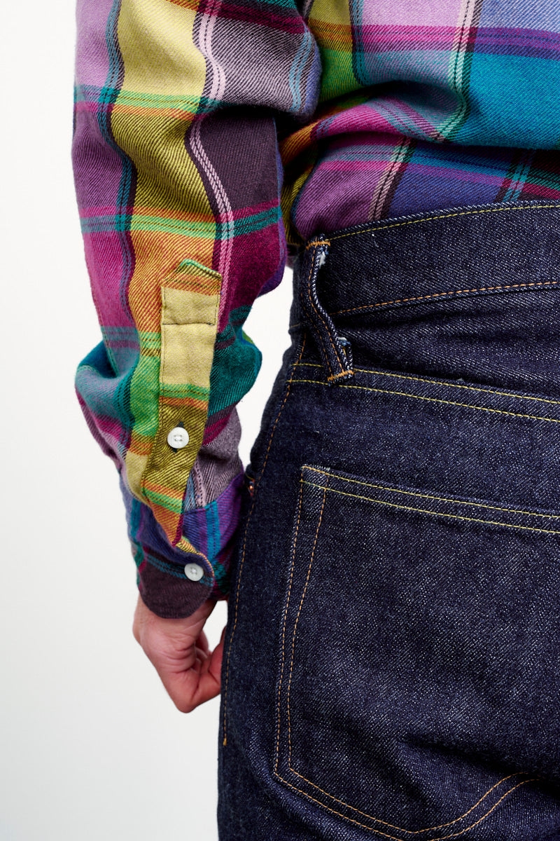 GITMAN Plaid Flannel Hemd / Multicolor (Detail Ärmel)